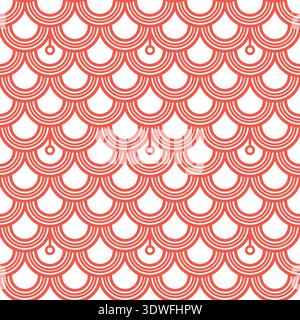Variation of red fishscale pattern, decorative style Stock Vector