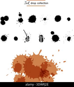Collection of black blots and ink splashes Stock Vector