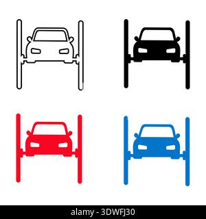 Abstract Hydraulic Car Lift Silhouette Illustration, can be used for business designs, presentation designs or any suitable designs. Stock Vector