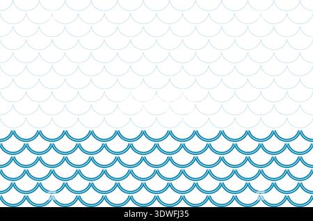 Fishscale marine blue and white horizontal pattern Stock Vector