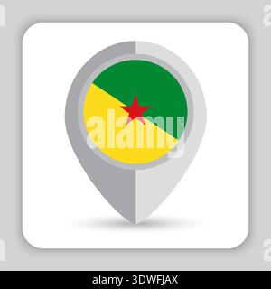 French Guiana Flag Pin Map Icon Stock Vector