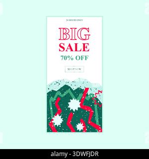 New Year and Christmas sale banner template Stock Vector