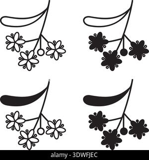 Vector cluster of linden flowers. Icon set. Stock Vector