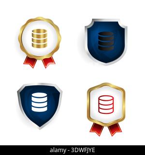 Abstract Modern Database Badge and Label Collection, can be used for business designs, presentation designs or any suitable designs. Stock Vector
