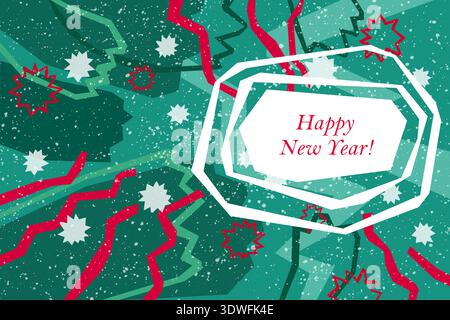 Happy New Year greeting card in angular style Stock Vector