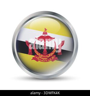 Brunei Flag 3D Badge Illustration Stock Vector