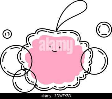 Pink doodle sponge with bubbles, vector Stock Vector