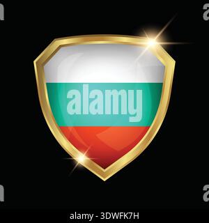 Bulgaria Flag Golden Shield Logo Stock Vector