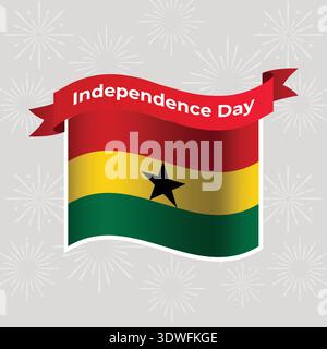 Ghana Wavy Flag Independence Day Banner Background Stock Vector
