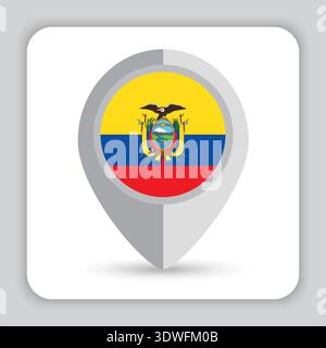 Ecuador Flag Pin Map Icon Stock Vector