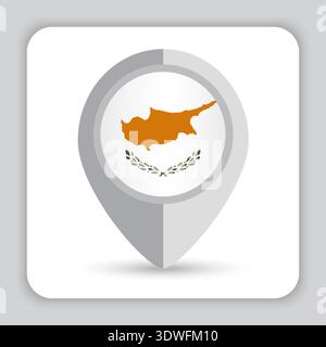 Cyprus Flag Pin Map Icon Stock Vector