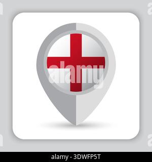 England Flag Pin Map Icon Stock Vector