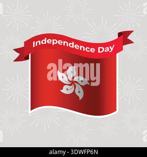 Hong Kong Wavy Flag Independence Day Banner Background Stock Vector