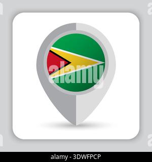 Guyana Flag Pin Map Icon Stock Vector