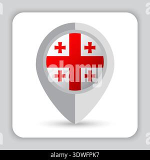 Georgia Flag Pin Map Icon Stock Vector