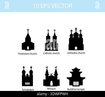 Vector set illustration of temples Stock Vector