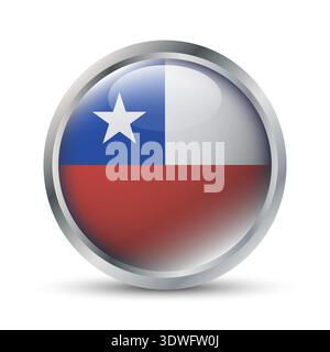 Chile Flag 3D Badge Illustration Stock Vector