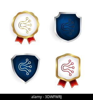Abstract Modern Data Analysis Badge and Label Collection, can be used for business designs, presentation designs or any suitable designs. Stock Vector