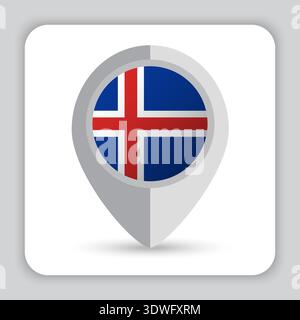 Iceland Flag Pin Map Icon Stock Vector