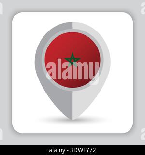 Morocco Flag Pin Map Icon Stock Vector