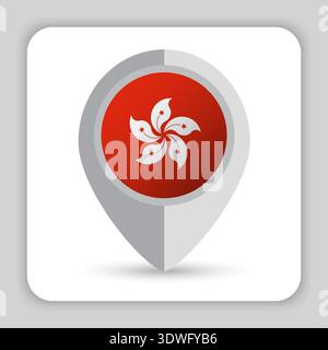 Hong Kong Flag Pin Map Icon Stock Vector