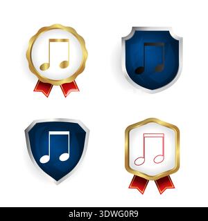 Abstract Musical Note Badge and Label Collection, can be used for business designs, presentation designs or any suitable designs. Stock Vector