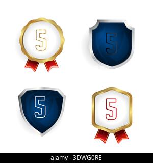 Abstract Number 5 Badge and Label Collection, can be used for business designs, presentation designs or any suitable designs. Stock Vector