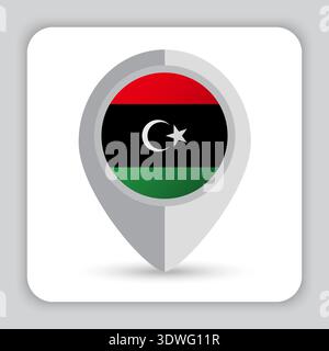 Libya Flag Pin Map Icon Stock Vector