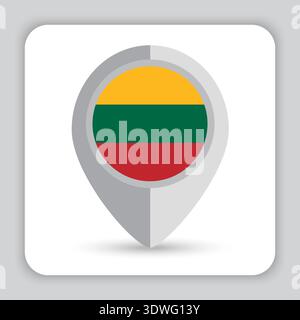 Lithuania Flag Pin Map Icon Stock Vector