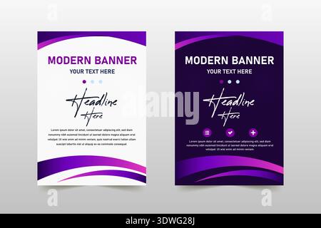 Abstract Purple Curved Banner Template, can be used for business designs, presentation designs or any suitable designs. Stock Vector