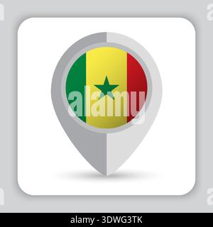 Senegal Flag Pin Map Icon Stock Vector