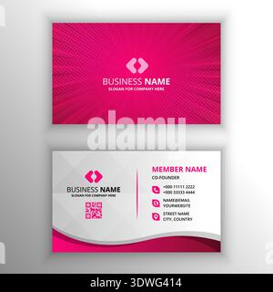 Abstract Pink Dotted Business Card Template, can be used for business designs, presentation designs or any suitable designs. Stock Vector
