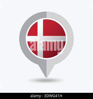 Denmark Location Pin Icon Vector Illustration Stock Vector