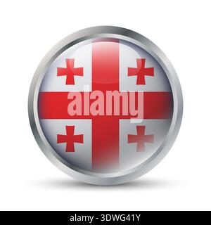 Georgia Flag 3D Badge Illustration Stock Vector