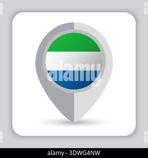 Sierra Leone Flag Pin Map Icon Stock Vector
