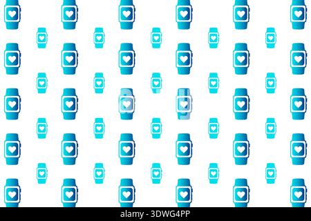 Abstract Smart Watch With Heart Pattern Background, can be used for business designs, presentation designs or any suitable designs. Stock Vector