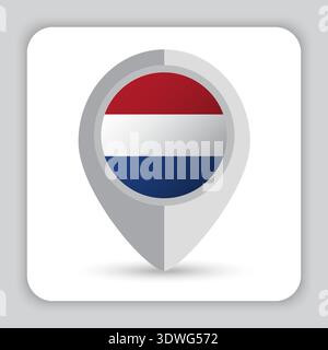 Netherlands Flag Pin Map Icon Stock Vector