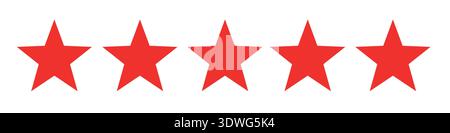 Five Red Stars Perfect Rating Icon vector Stock Vector