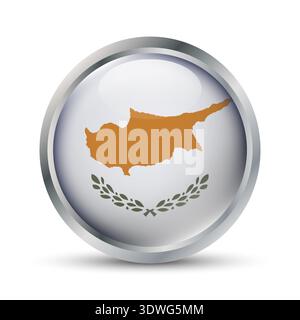Cyprus Flag 3D Badge Illustration Stock Vector