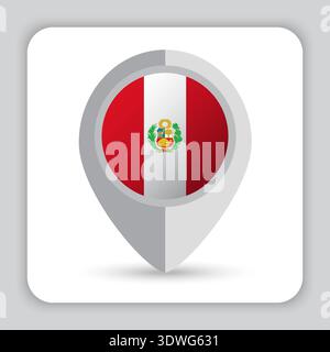 Peru Flag Pin Map Icon Stock Vector
