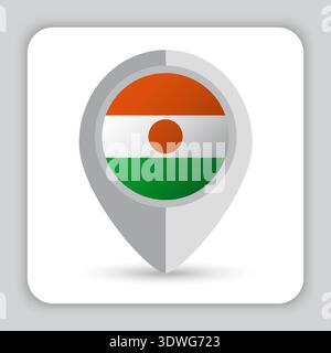 Niger Flag Pin Map Icon Stock Vector