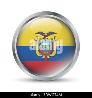 Ecuador Flag 3D Badge Illustration Stock Vector
