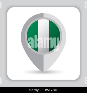 Nigeria Flag Pin Map Icon Stock Vector
