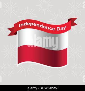 Poland Wavy Flag Independence Day Banner Background Stock Vector