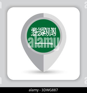 Saudi Arabia Flag Pin Map Icon Stock Vector