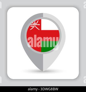 Oman Flag Pin Map Icon Stock Vector