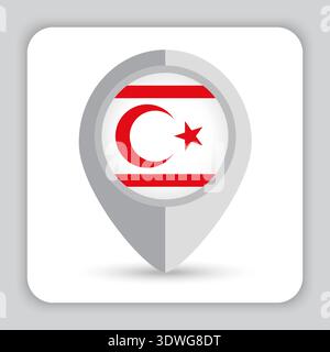 Northern Cyprus Flag Pin Map Icon Stock Vector
