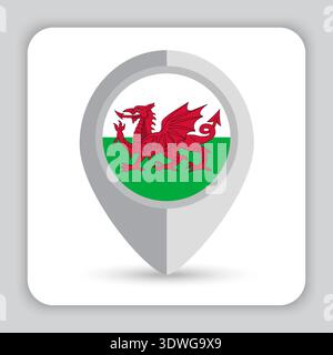 Wales Flag Pin Map Icon Stock Vector
