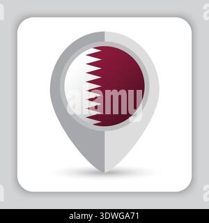 Qatar Flag Pin Map Icon Stock Vector