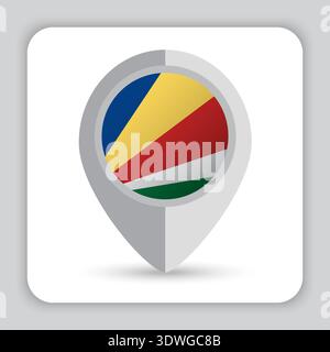 Seychelles Flag Pin Map Icon Stock Vector